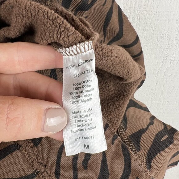 n:Philanthropy Hoodie M Womens Sicily Animal Print Brown Black Pocket Sweatshirt - Picture 9 of 10